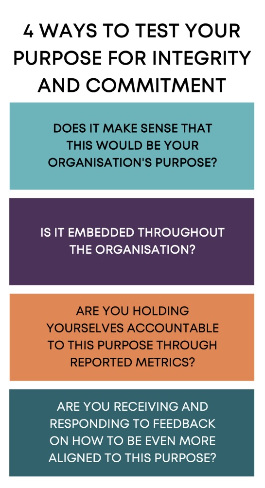 Infographic on 4 ways to test your purpose for integrity and commitment